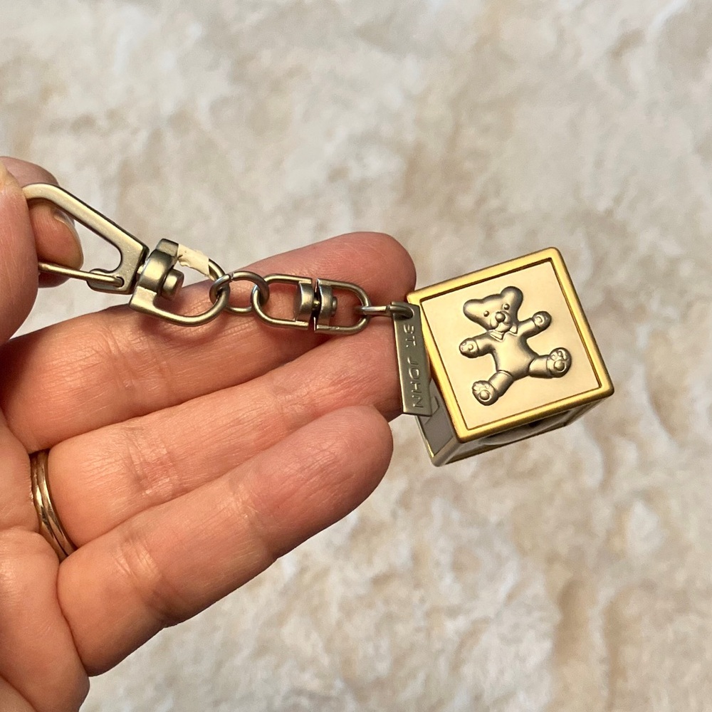 St. John + Neiman Marcus Toy Block Gold Keychain
